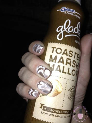 Brown and White Water Marble Nails