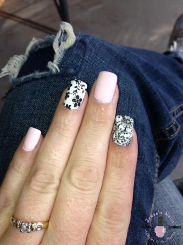 Matte Light Pink and White Flower Nails