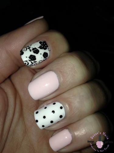 Pink and White Flower Nails