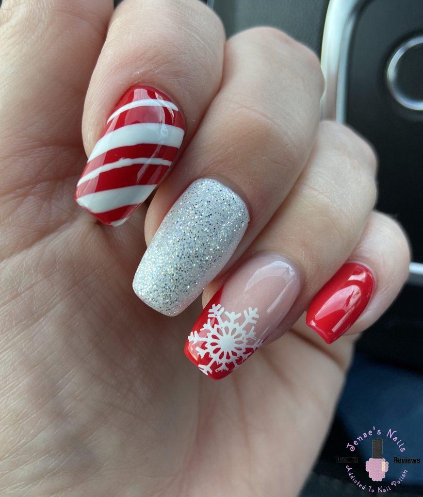 Red and White Christmas Nail Design