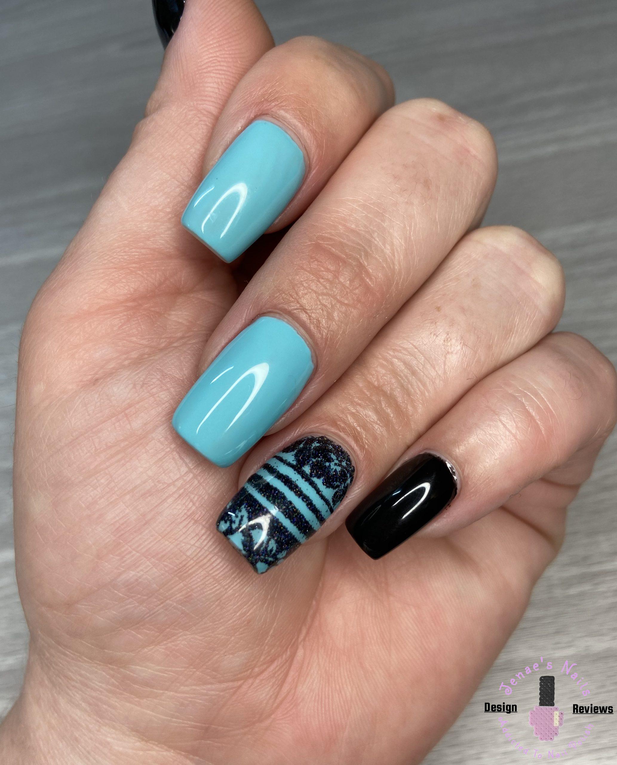 Black and Teal Nails